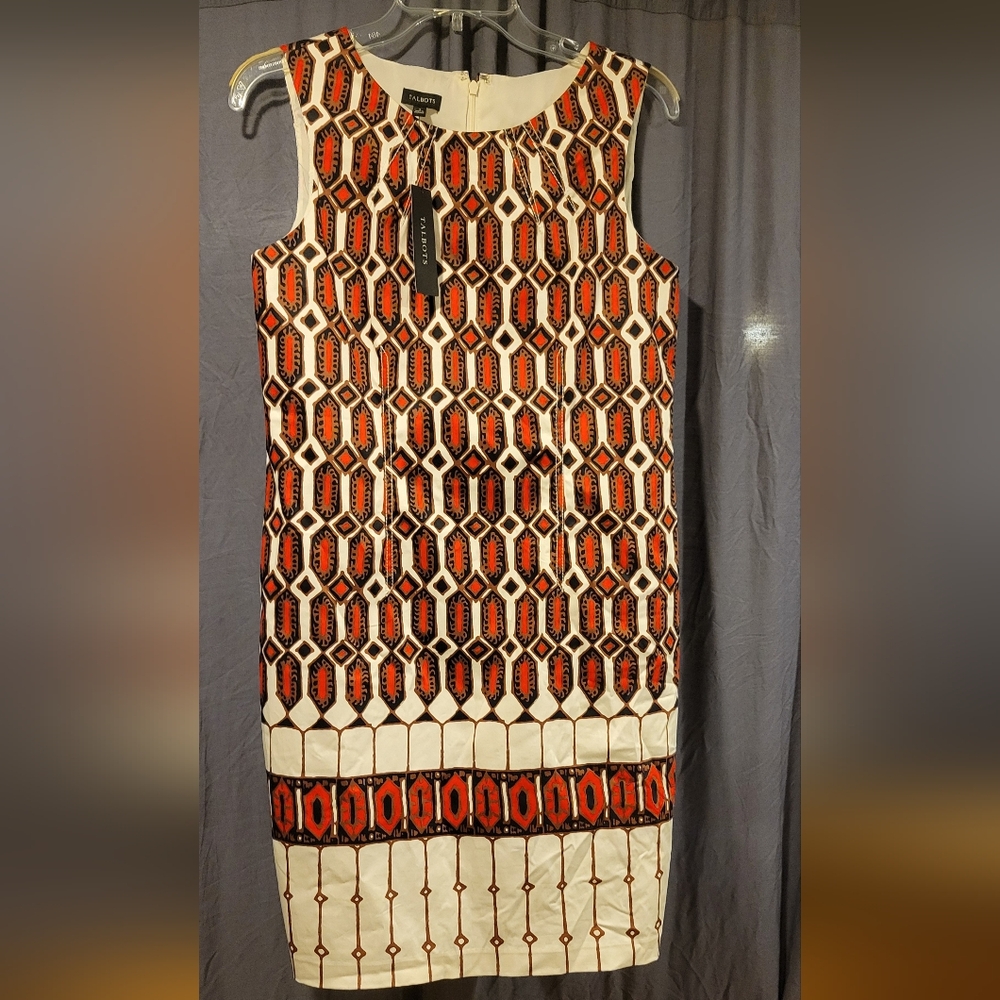  Talbots Geometric Sleeveless  Sheath Dress